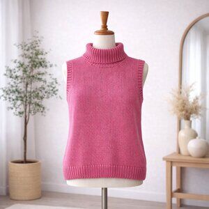 Lauren Ralph Lauren Sleeveless Turtleneck Sweater Large Pink 100% cotton knit